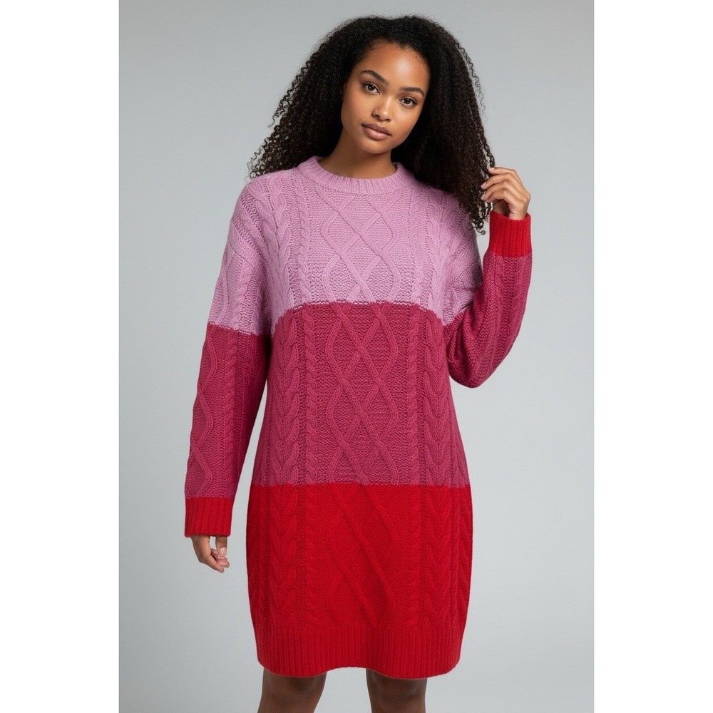 Hyacinth House by Tuckernuck Pink & Red Color Block Scarlett‎ Sweater Dress  S